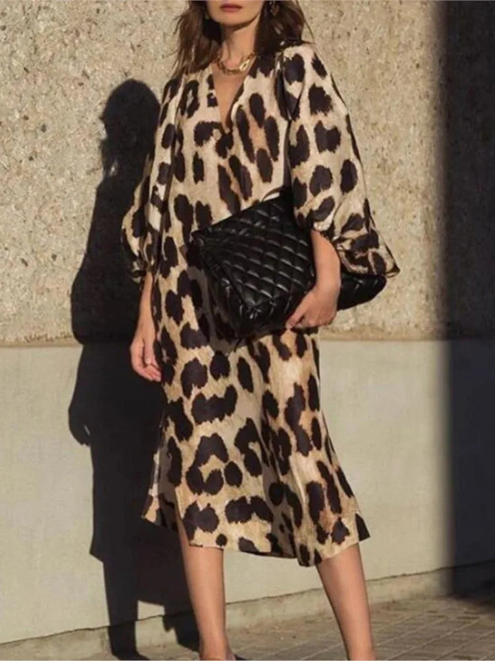 LINA - Jurk met luipaard print