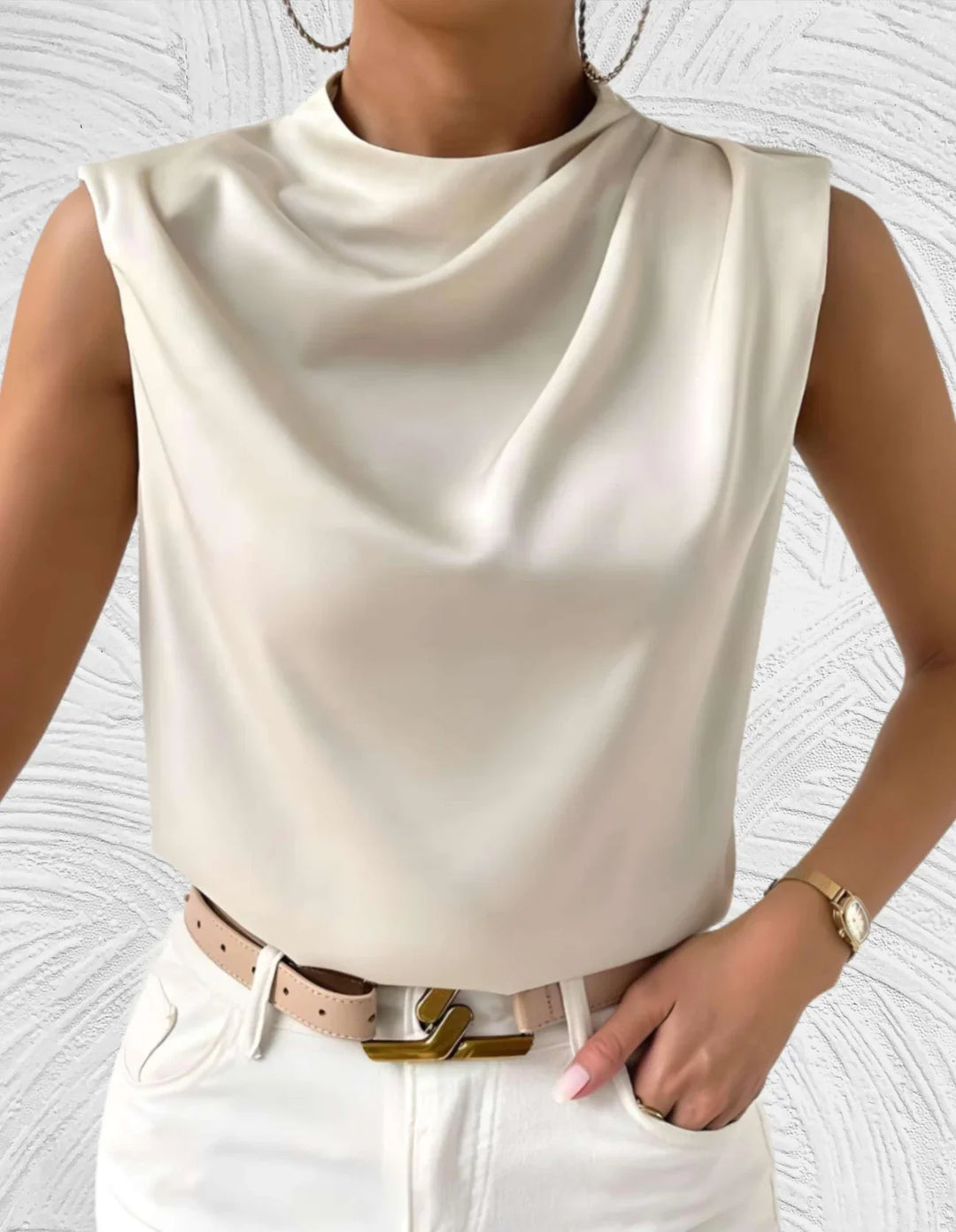 Mouwloze Geplooide Blouse voor Dames - Clarisse